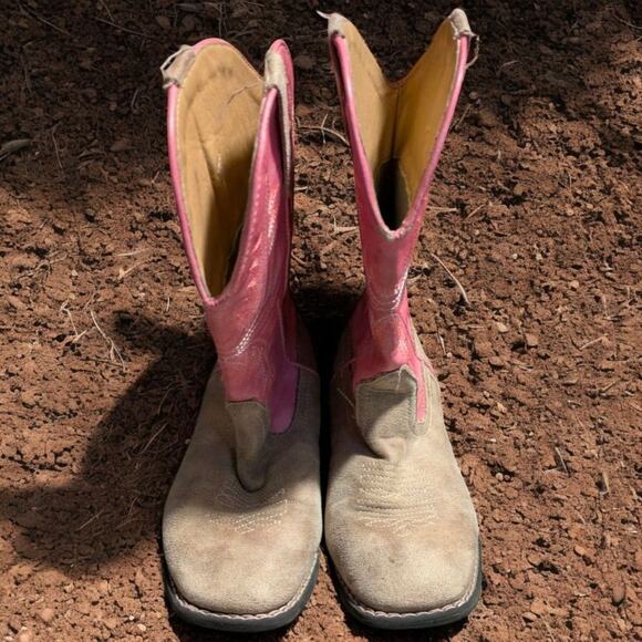 ROPER Kids Western Dazzle Light Up Cowboy Boots Pink & Tank Girls Size 2 - Picture 6 of 8